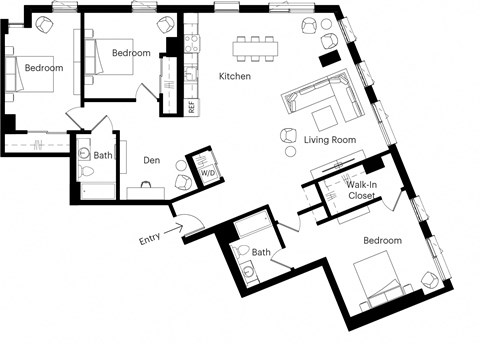 a floor plan of a house with a bedroom and a living room